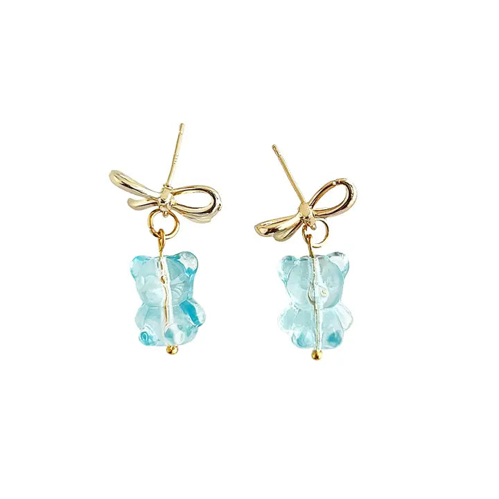 Blue Teddy Bear Earrings | Beaded Earrings