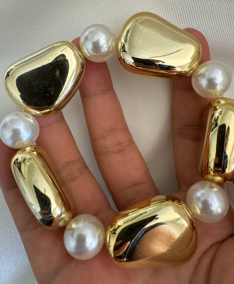 Barbara-Nugget Bead Metal 14K Gold, Stretch