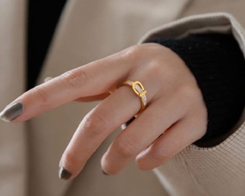 Buckle UP- Stainless Steel Saddle Up Belt Ring- 14K Gold