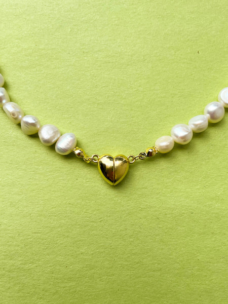 Heart Clasp Freshwater Pearl Necklace