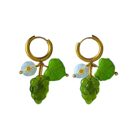 Green Grape Earrings | Glass Earrings