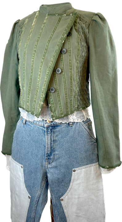 FreePeople Olive Green Diamond Pattern Jacket Extra Small