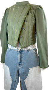 FreePeople Olive Green Diamond Pattern Jacket Extra Small