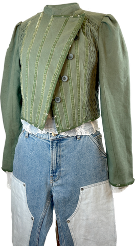 FreePeople Olive Green Diamond Pattern Jacket Extra Small