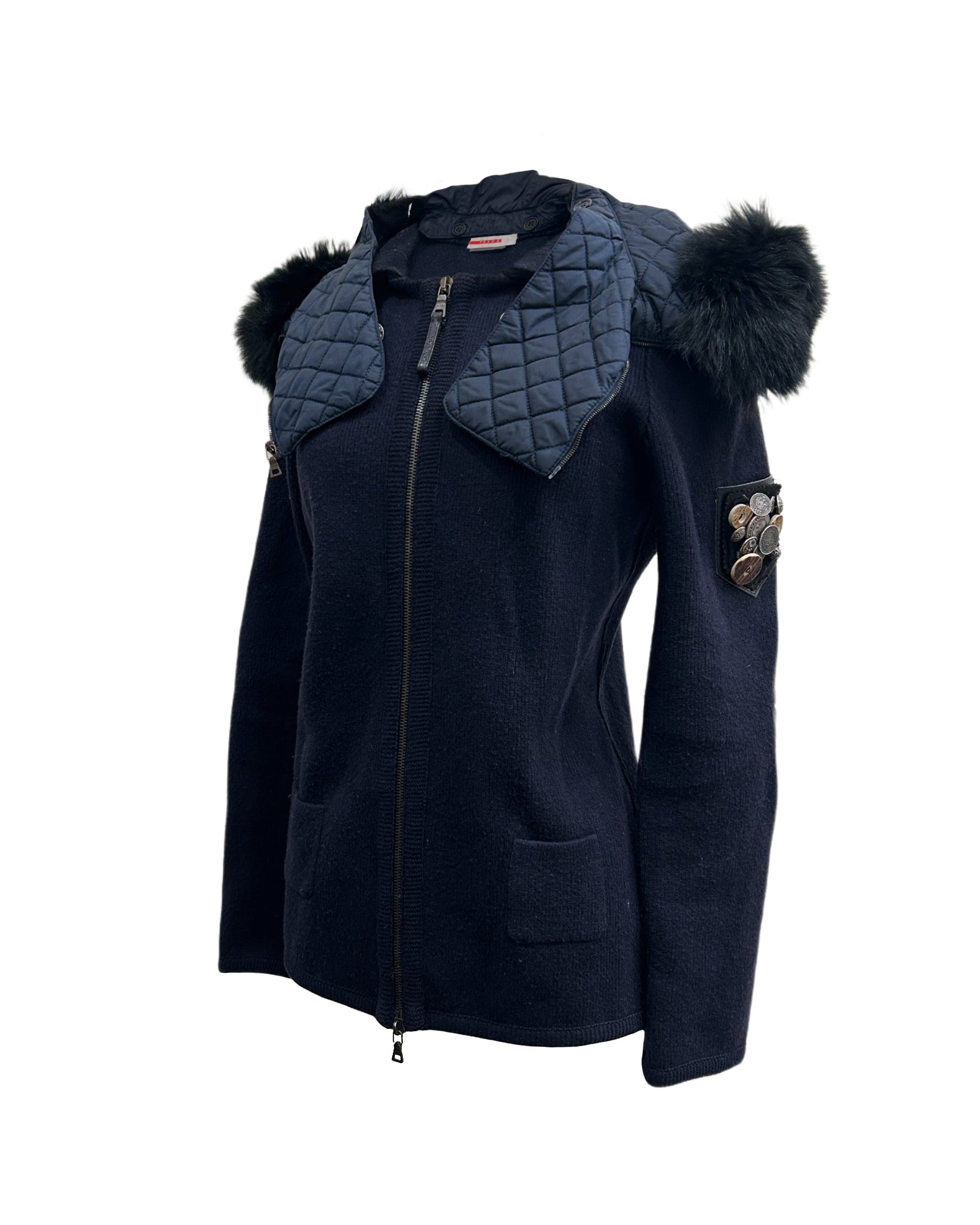Prada Zip-Up Wool Cardigan