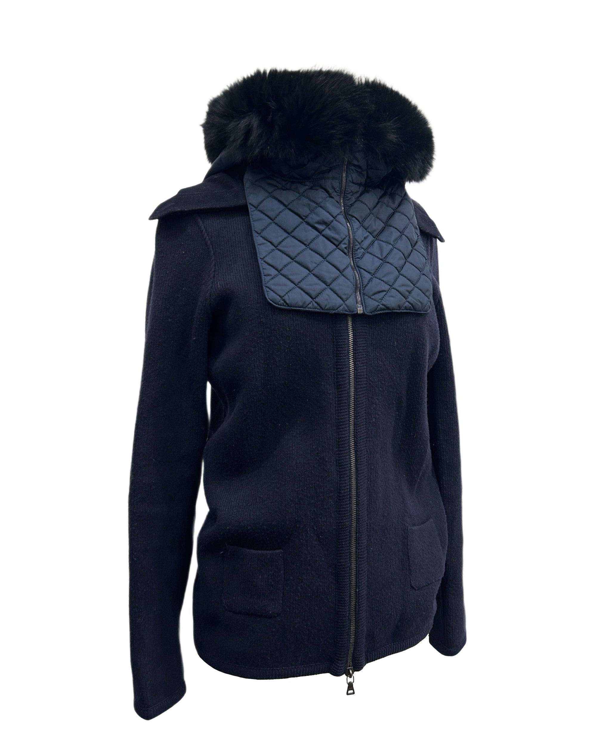 Prada Zip-Up Wool Cardigan