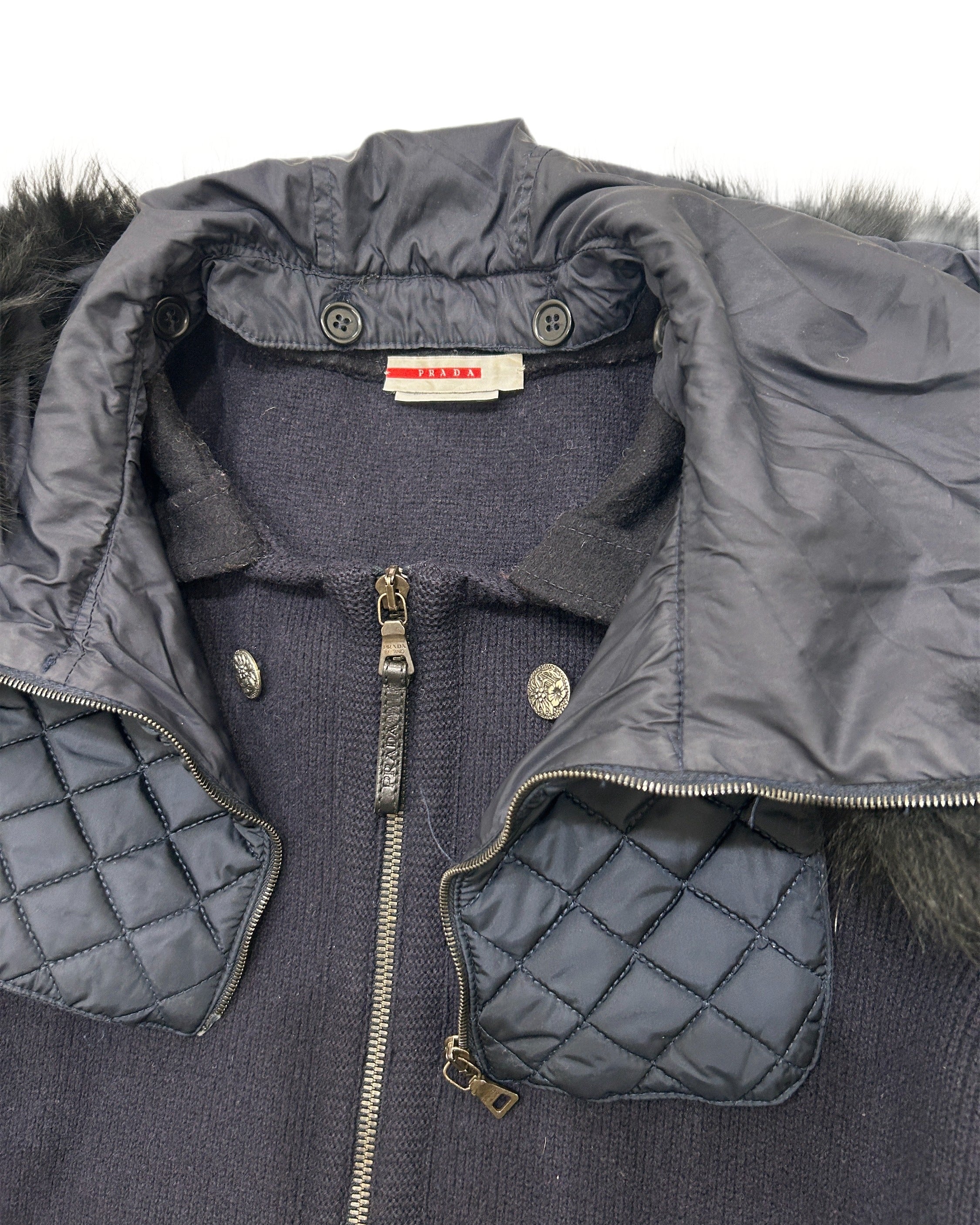 Prada Zip-Up Wool Cardigan