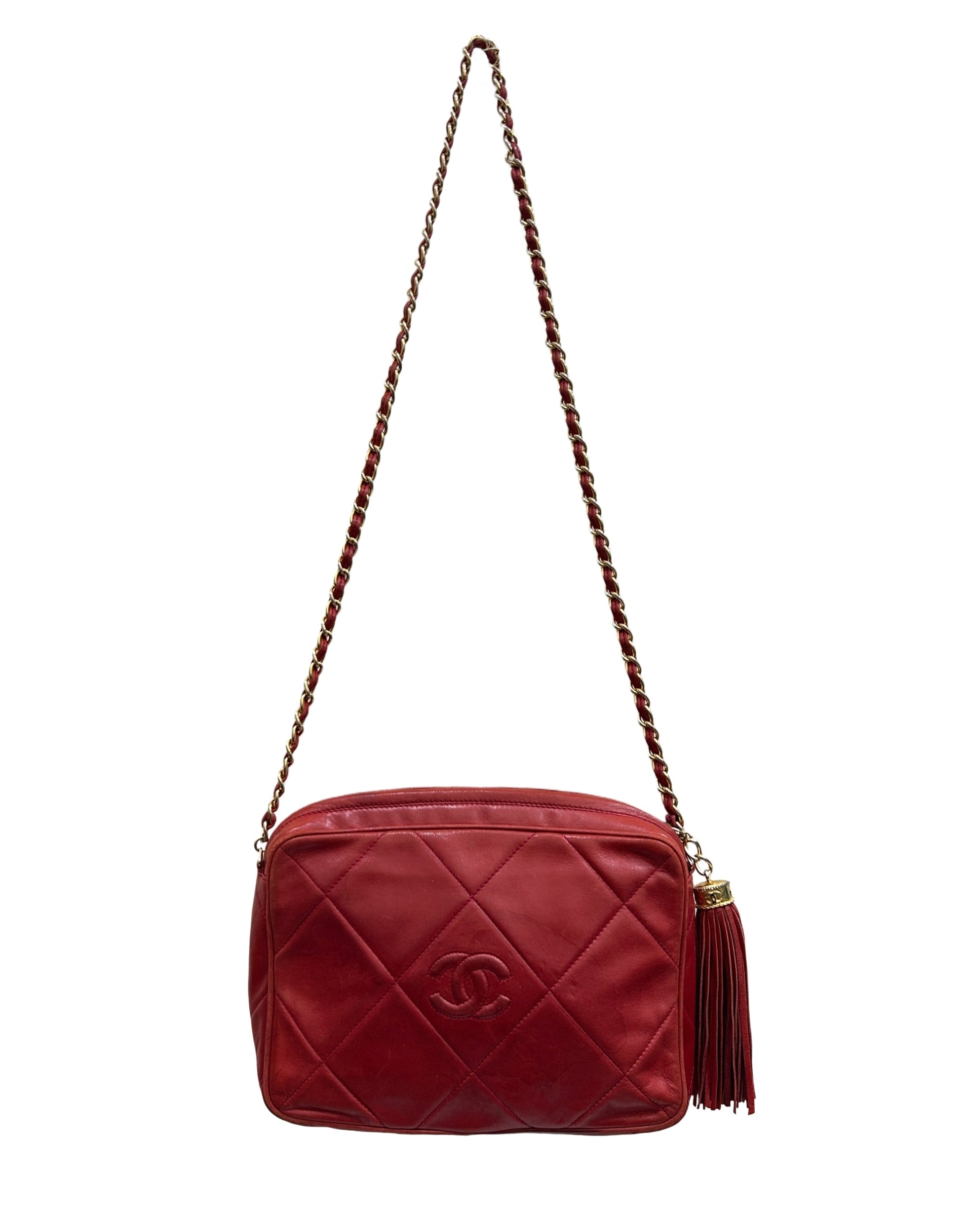 Chanel Vintage Lambskin Tassel Camera Bag
