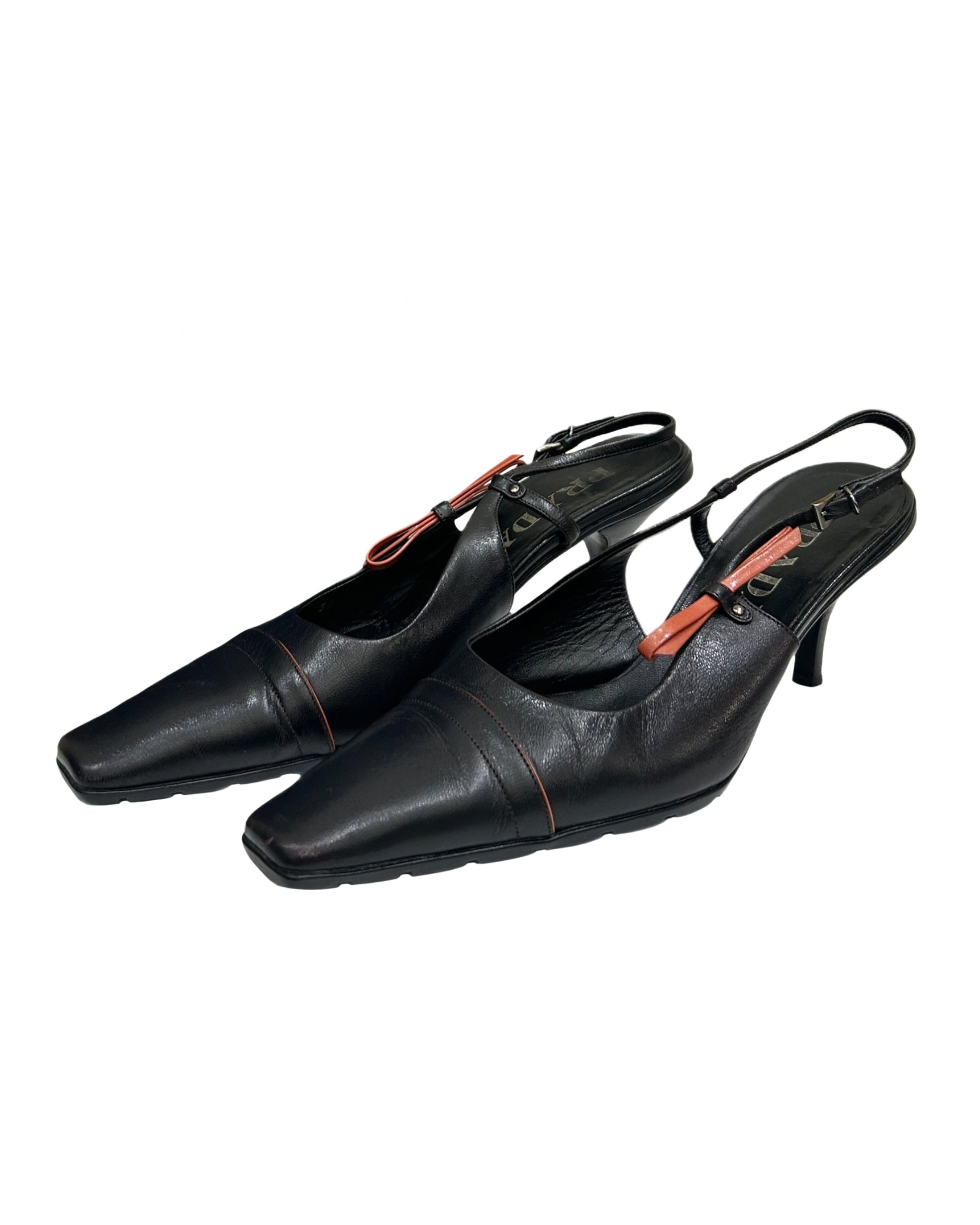 Prada Size 6.5 Vintage Slingback Kitten Heels