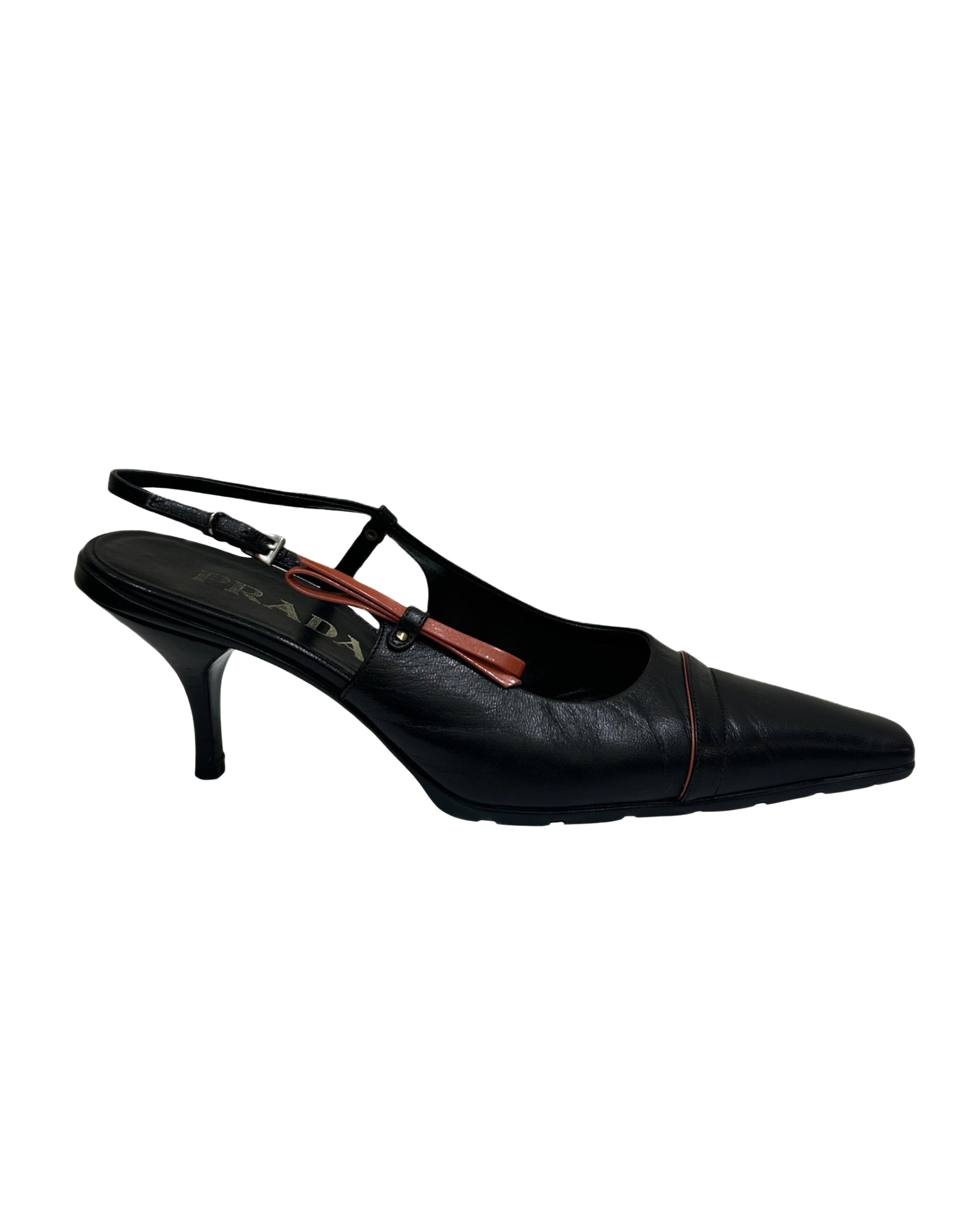 Prada Size 6.5 Vintage Slingback Kitten Heels