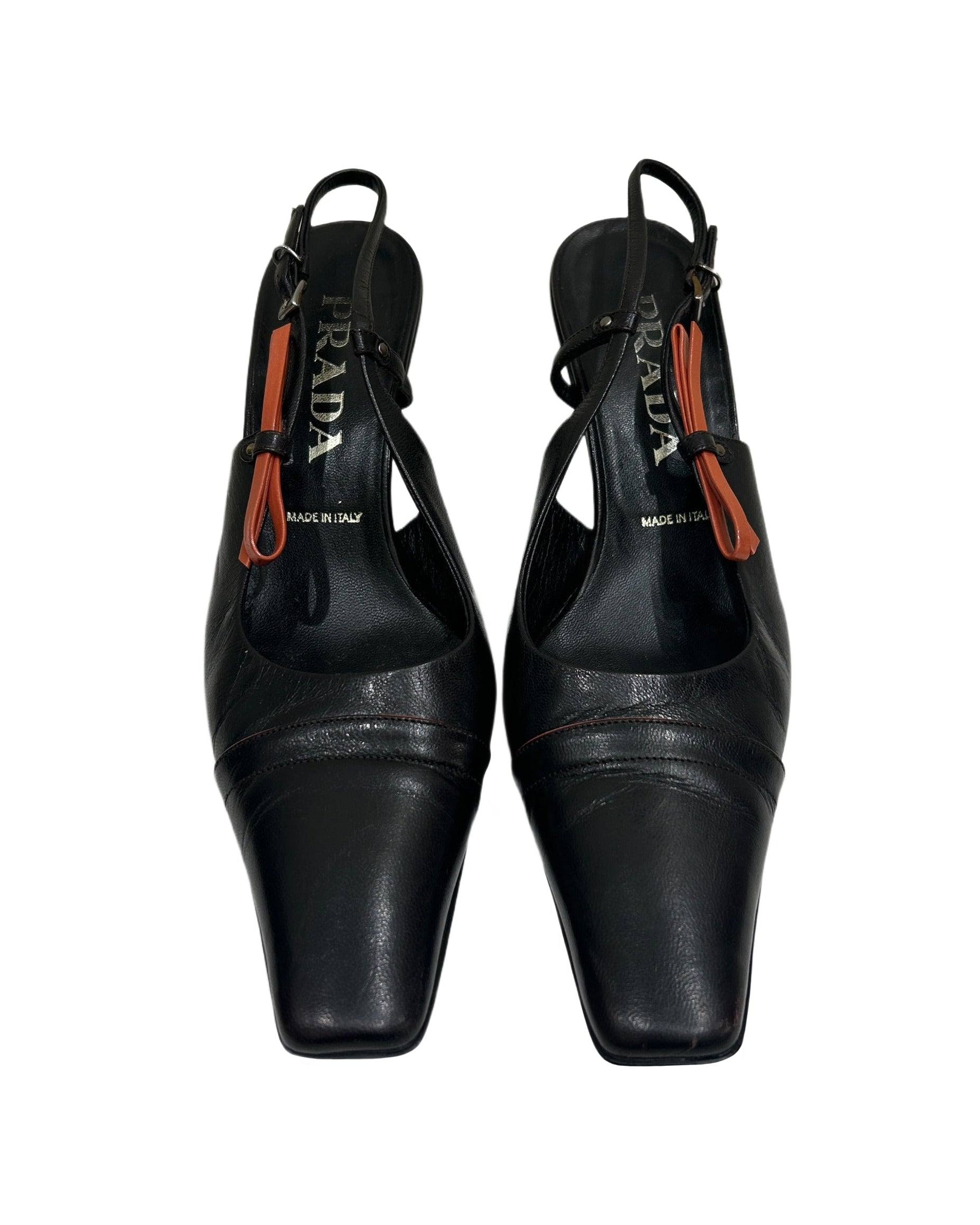 Prada Size 6.5 Vintage Slingback Kitten Heels