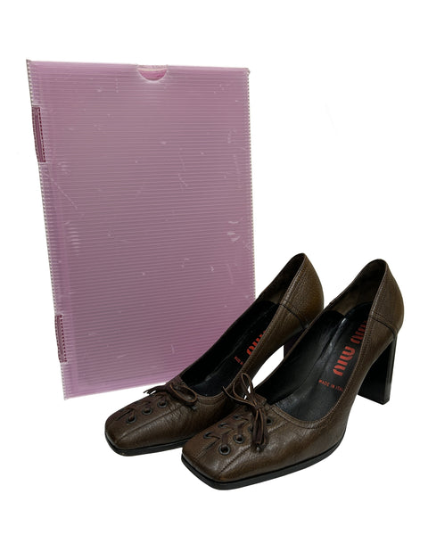 Miu Miu Size 7 Vintage Lace-Up Heels