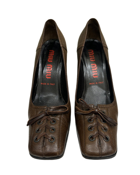 Miu Miu Size 7 Vintage Lace-Up Heels
