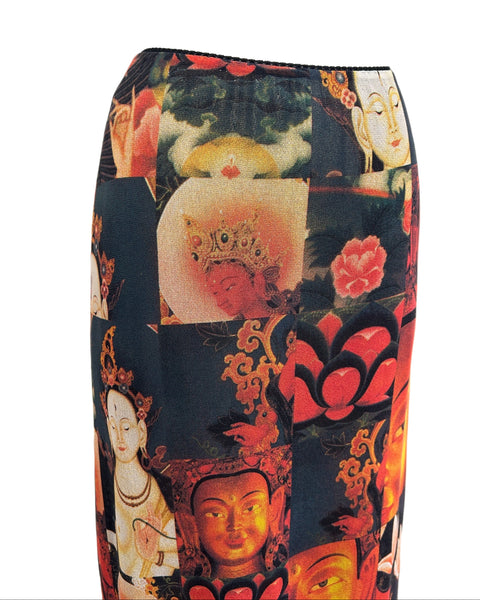 Vivienne Tam Size 0 Vintage Printed Mesh Maxi Skirt