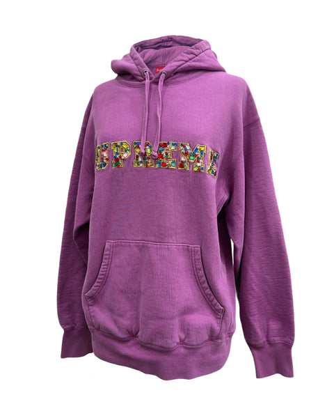 Supreme Size M Rhinestone Logo Hoodie