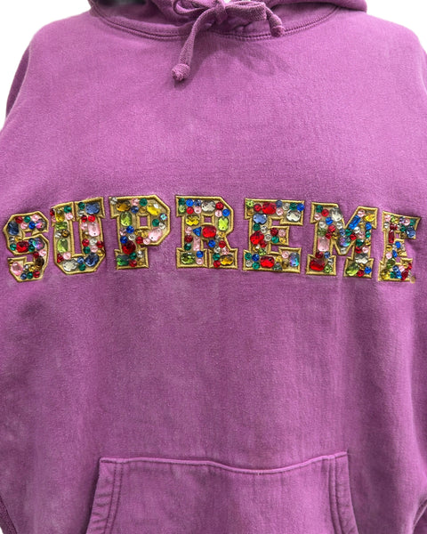 Supreme Size M Rhinestone Logo Hoodie