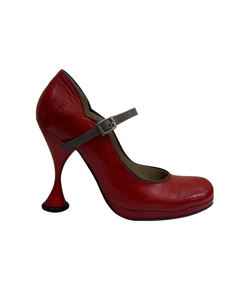 John Fluevog Size 6 Flared Heel Mary Janes