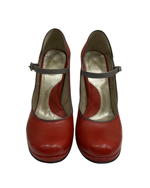 John Fluevog Size 6 Flared Heel Mary Janes