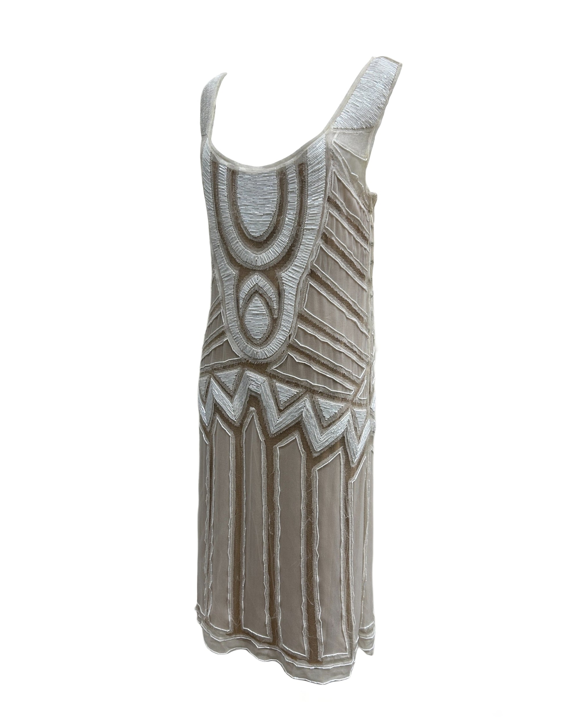 Alberta Ferretti Size 8 Beaded Silk Dress