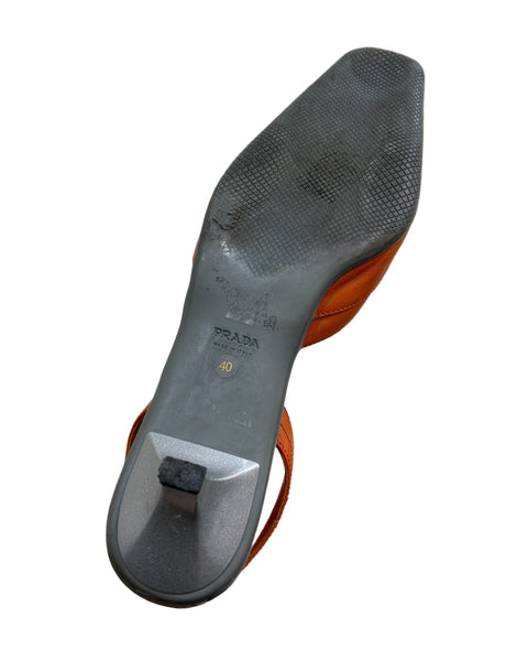 Prada Size 9.5 Orange Slingback Kitten Heels
