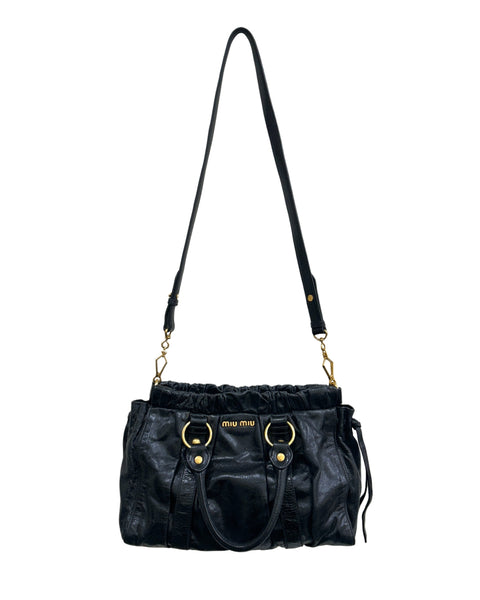 Miu Miu Vitello Lux Gathered Tote