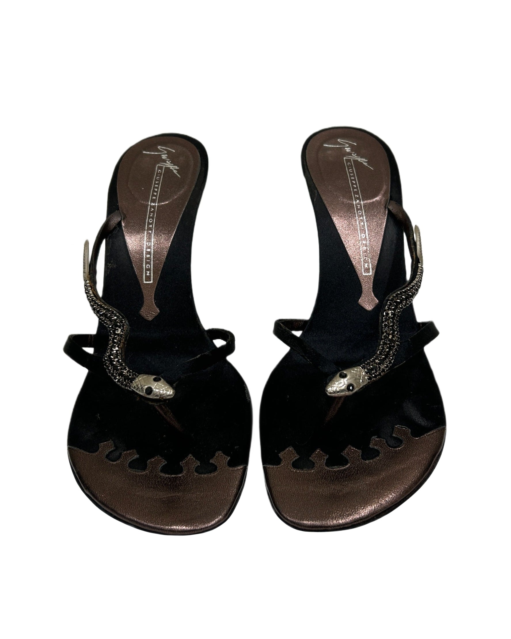 Giuseppe Zanotti Size 38.5 Rhinestoned Snake Stiletto Heels