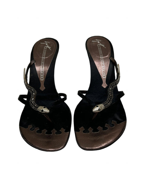 Giuseppe Zanotti Size 38.5 Rhinestoned Snake Stiletto Heels