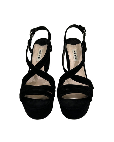 Miu Miu Size 38 Suede Platform Heels