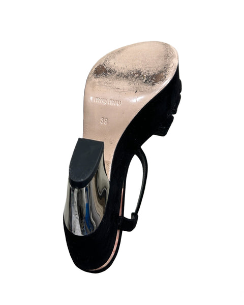 Miu Miu Size 38 Suede Platform Heels