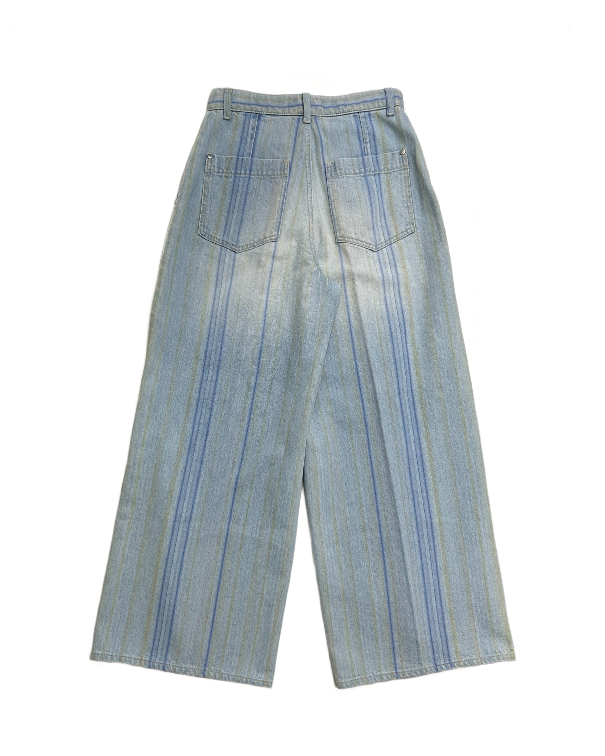 Chanel Size 27" Striped Wide-Leg Jeans