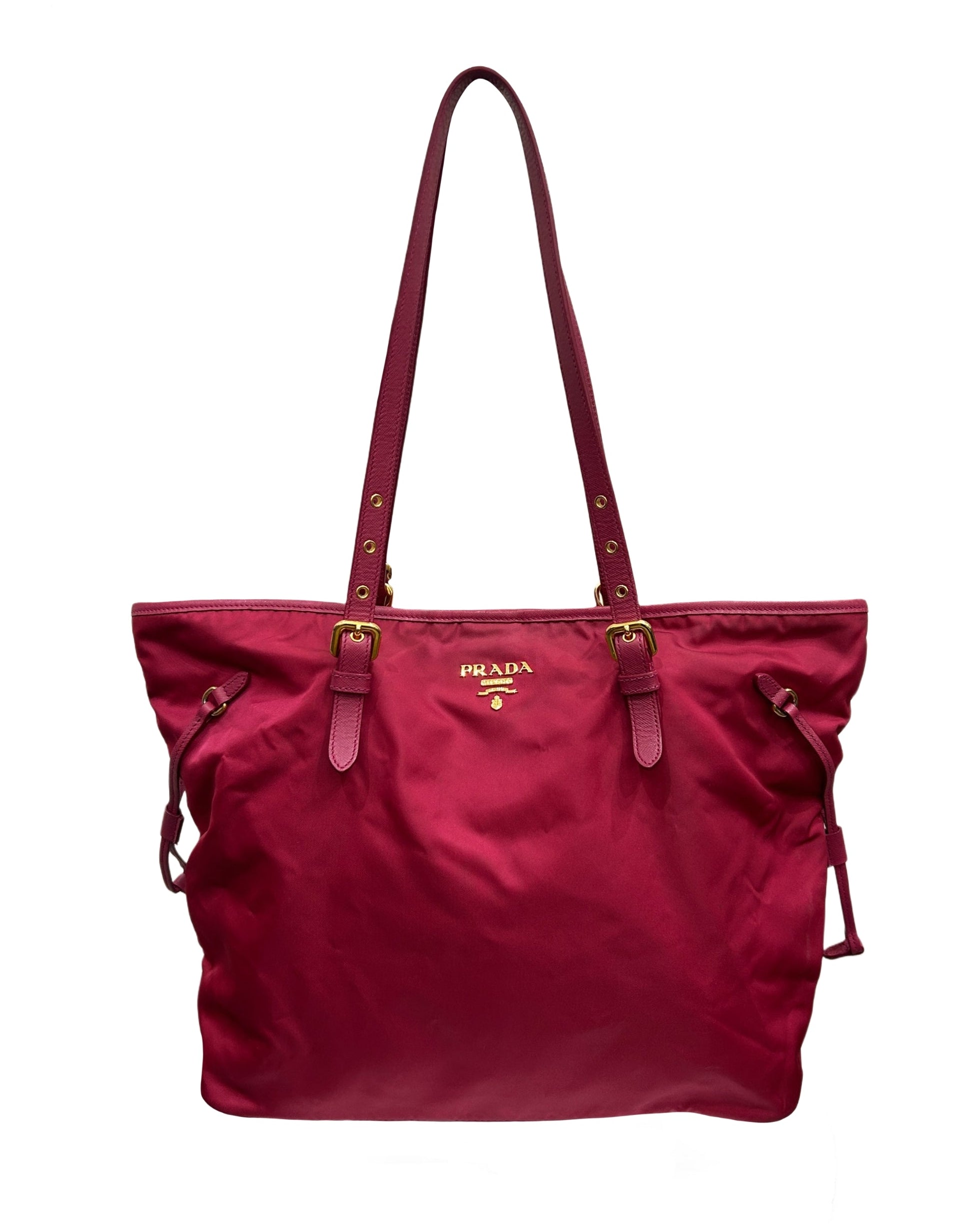 Prada Pink Saffiano-Trimmed Tessuto Tote Bag