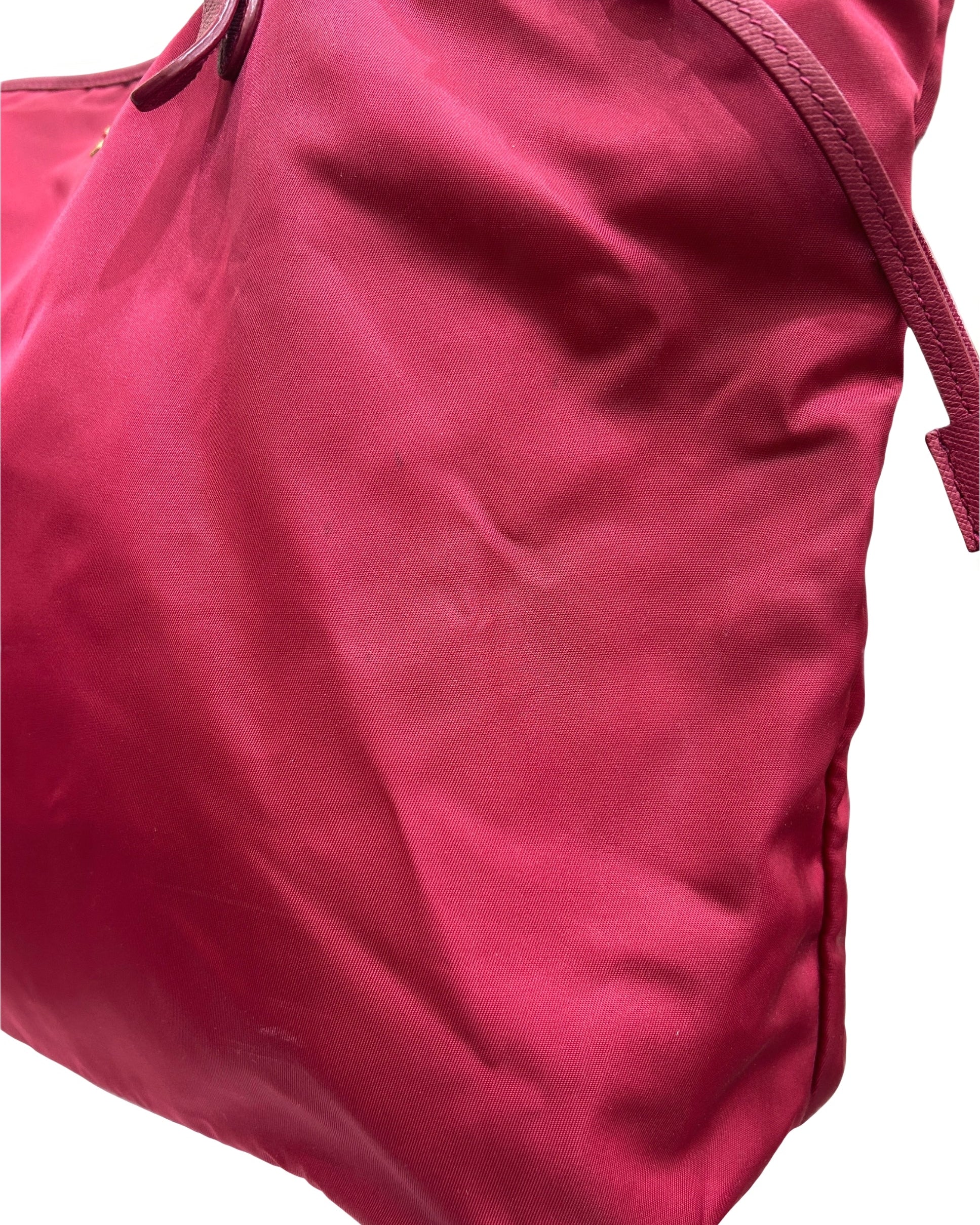 Prada Pink Saffiano-Trimmed Tessuto Tote Bag