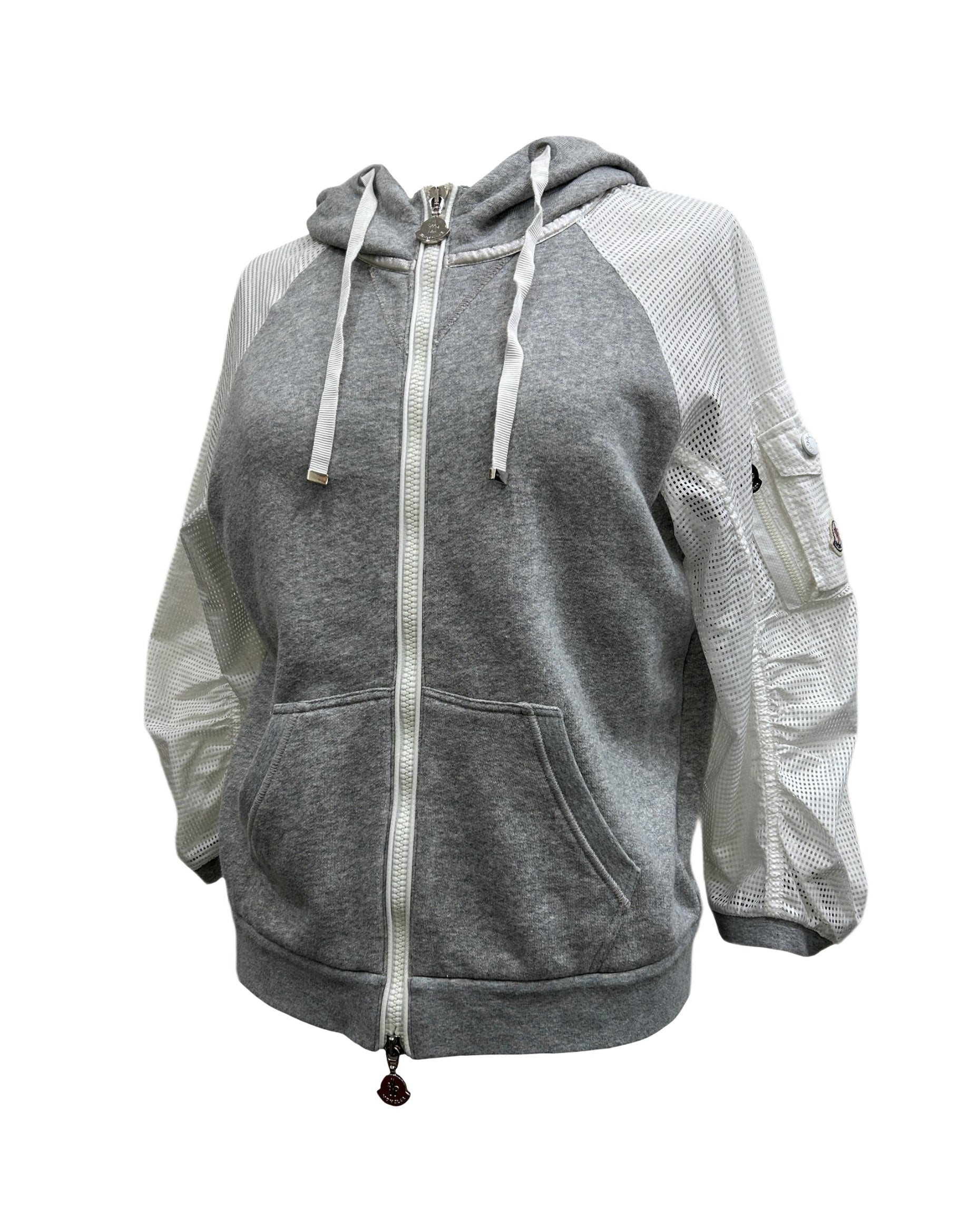 Moncler Size L Mesh-Panelled Hooded Sweatshirt