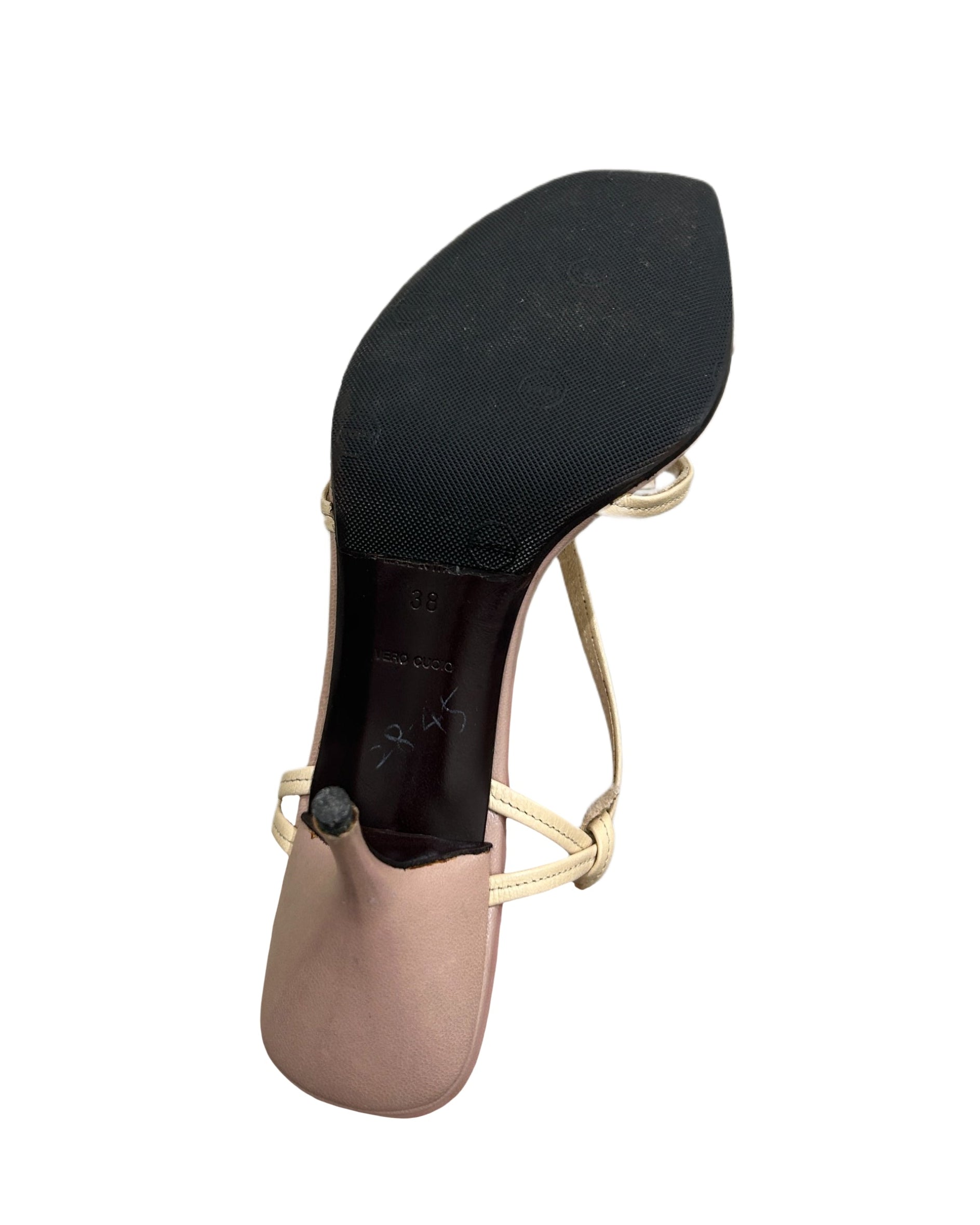Miu Miu Size 38 Open-Toe Strappy Bow Heels