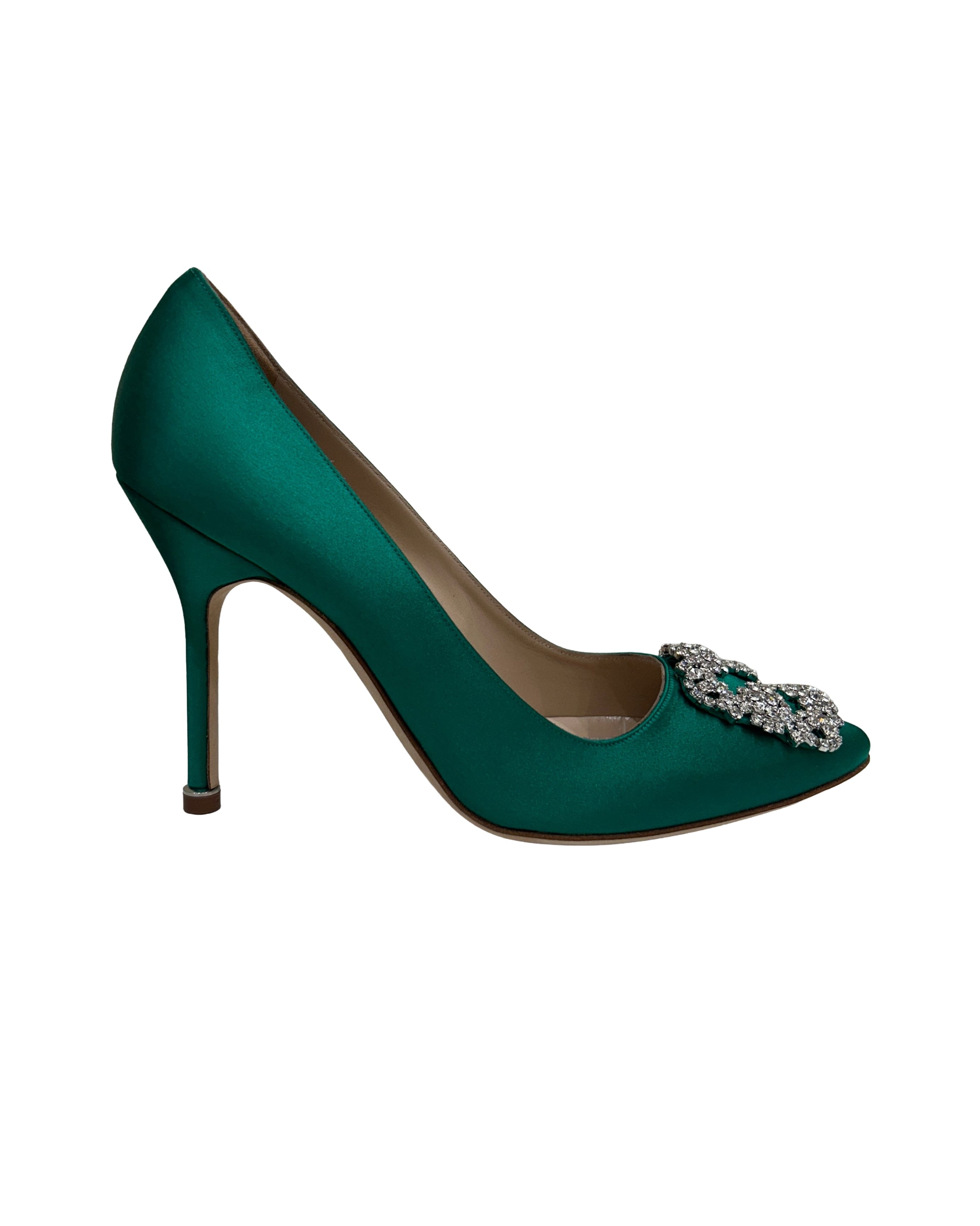 Manolo Blahnik Size 37.5 Hangisi Satin Pumps