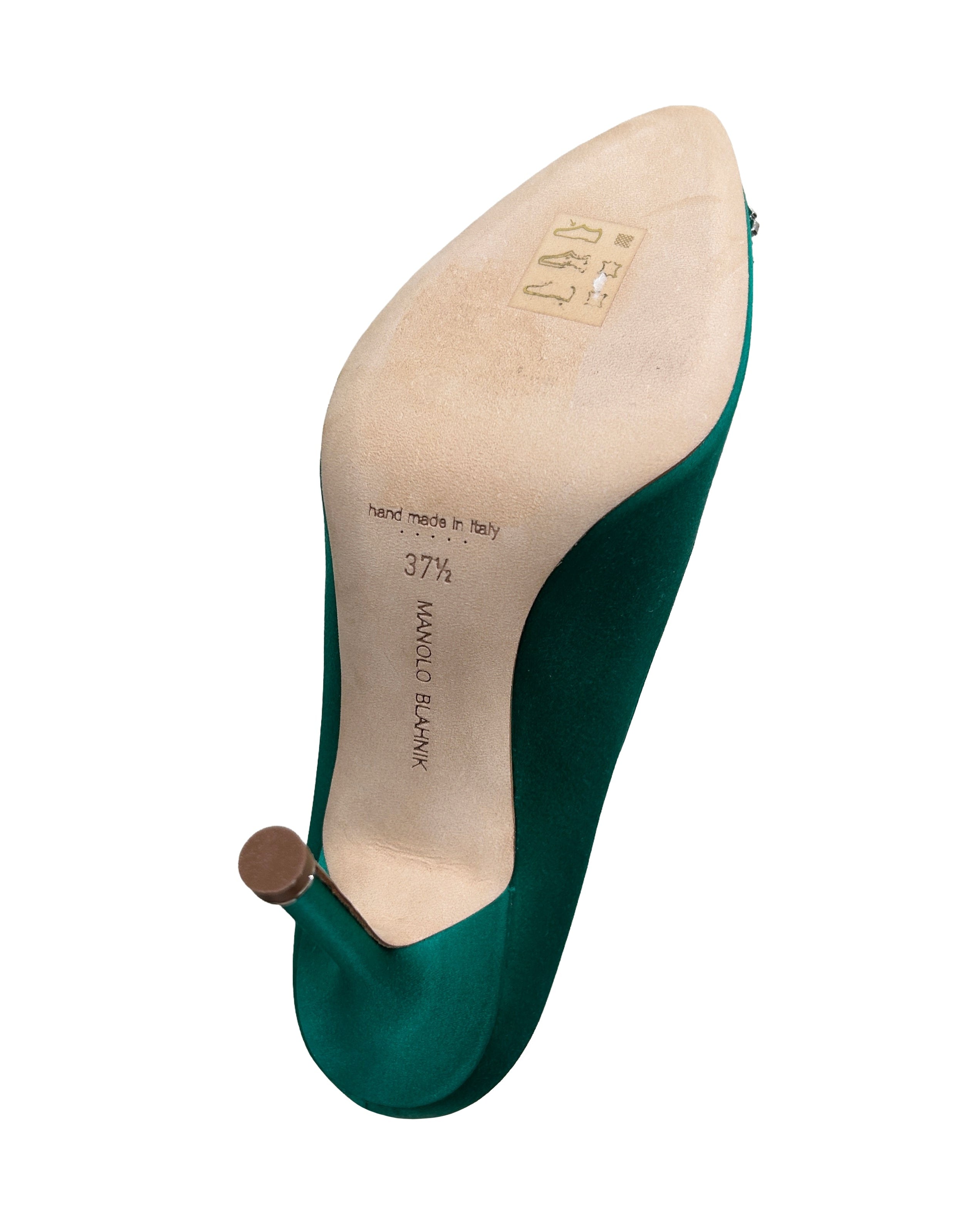 Manolo Blahnik Size 37.5 Hangisi Satin Pumps