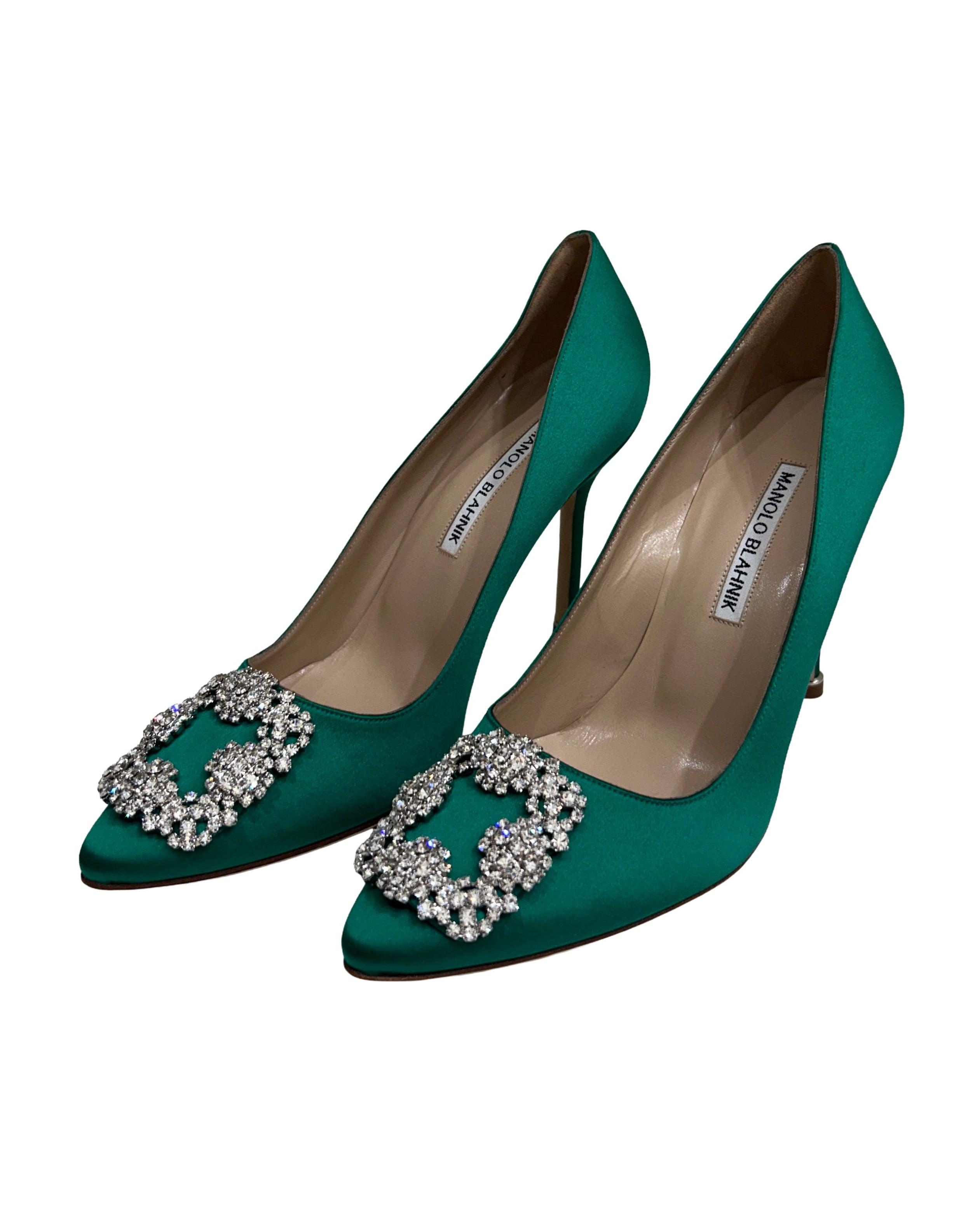 Manolo Blahnik Size 37.5 Hangisi Satin Pumps