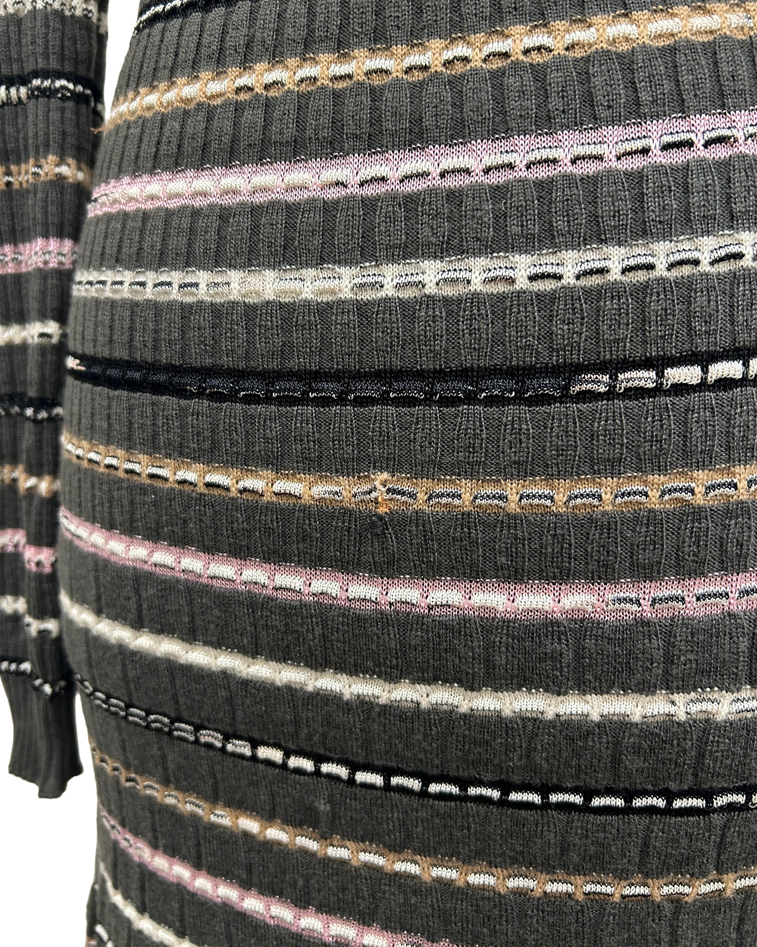 M Missoni Size 8 Striped V-Neck Dress