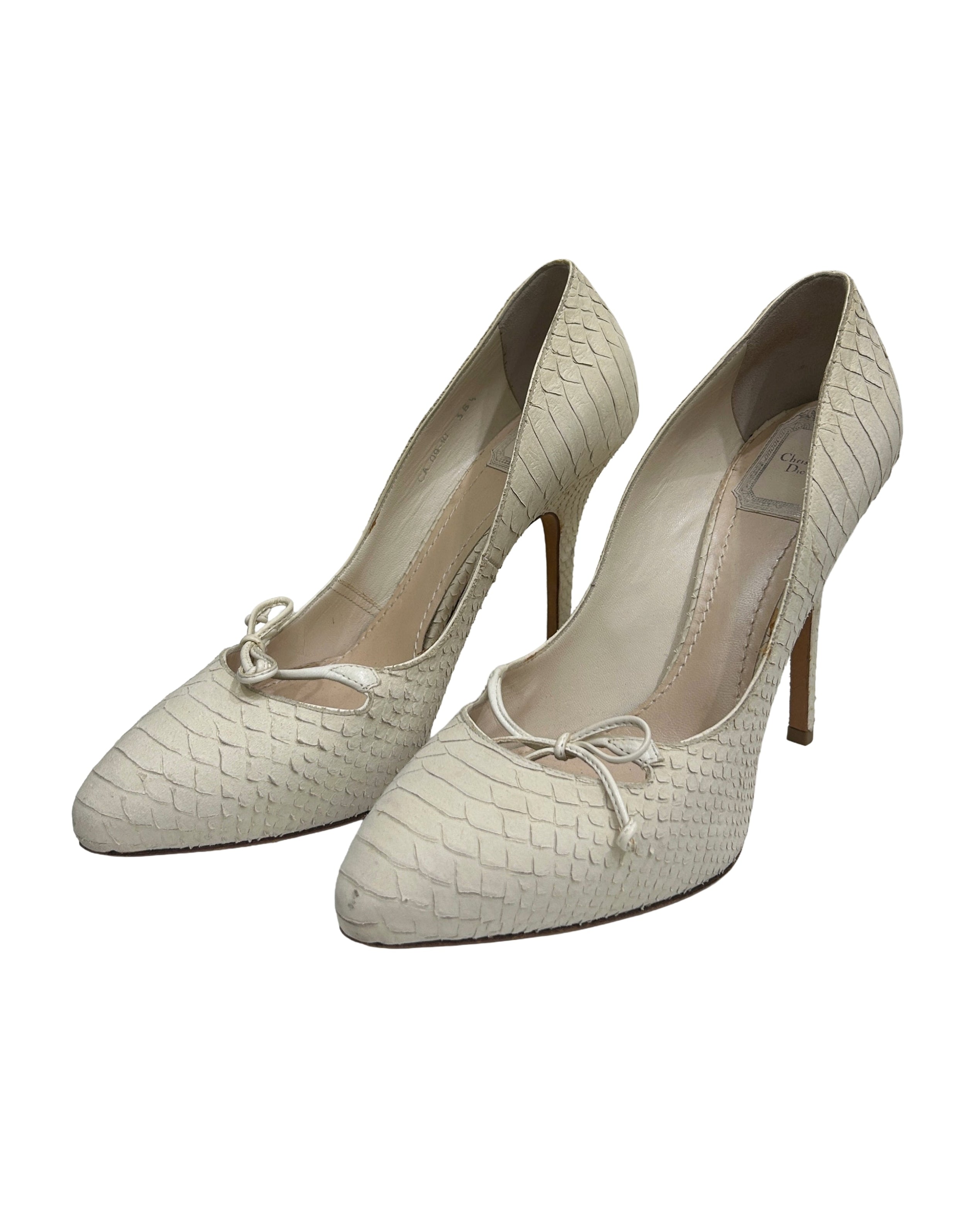 Dior Size 38.5 Baisers Voles Python Embossed Pumps