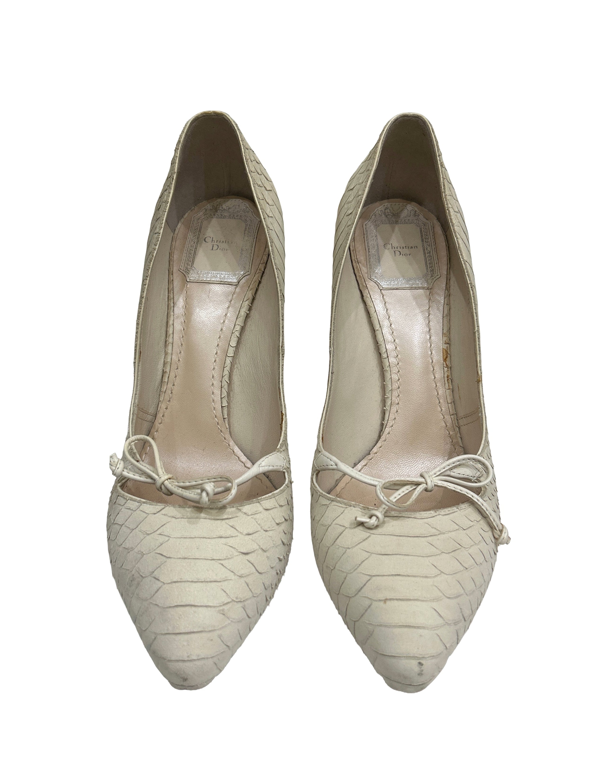 Dior Size 38.5 Baisers Voles Python Embossed Pumps