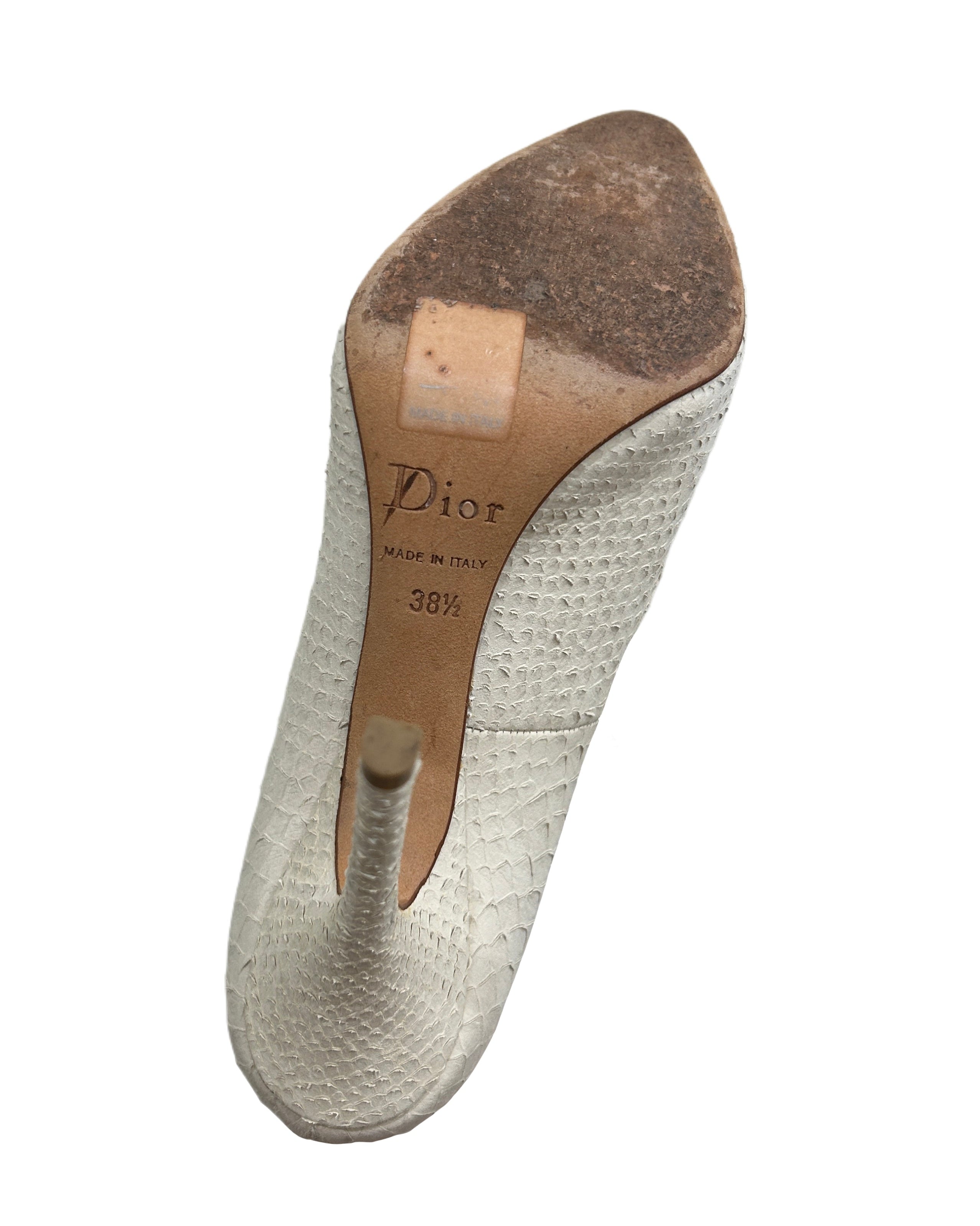 Dior Size 38.5 Baisers Voles Python Embossed Pumps