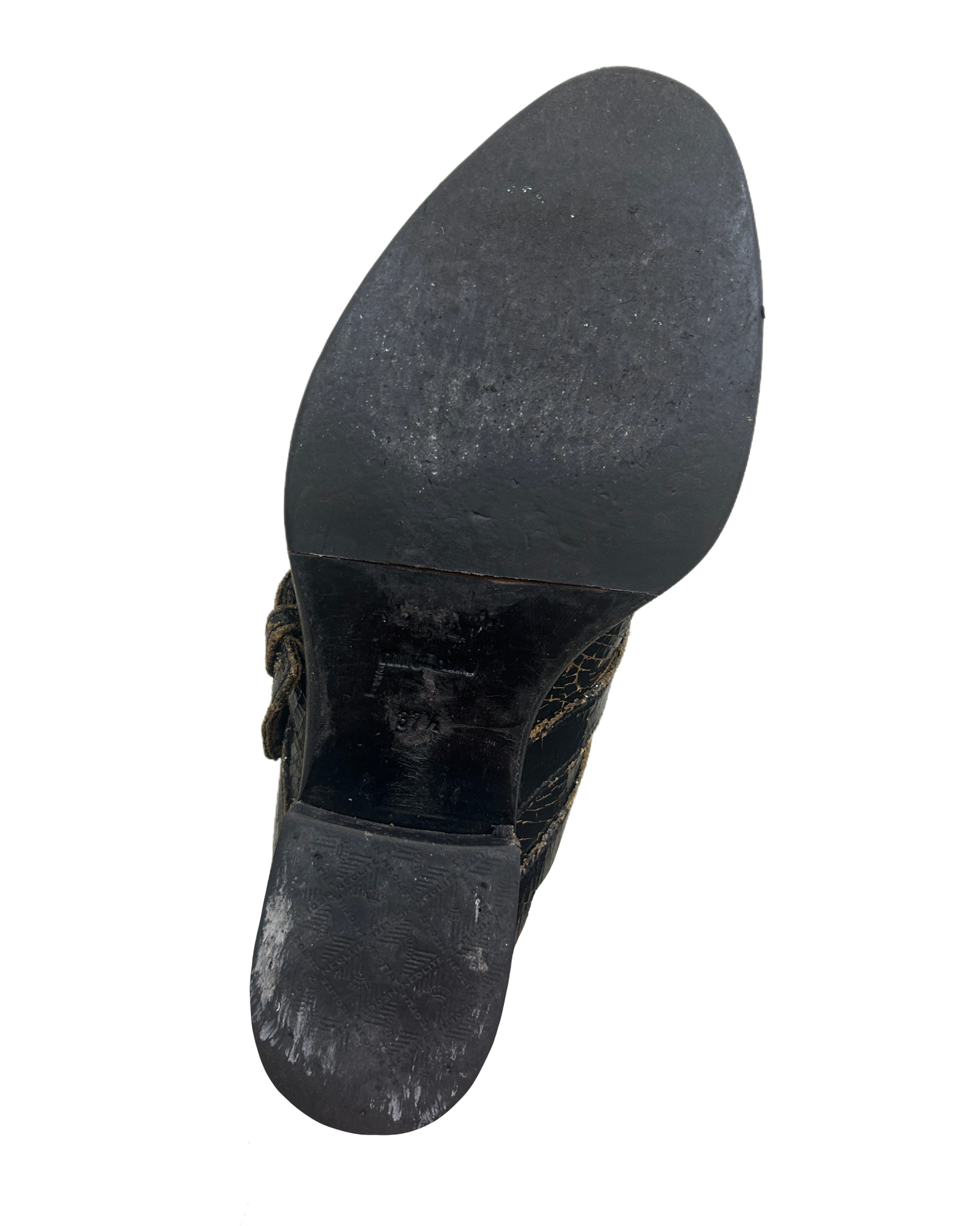 Miu Miu Size 37.5 Crackle Leather Biker Boots