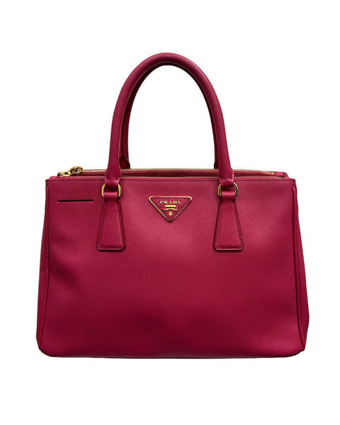 Prada Galleria Saffiano Lux Small Double Zip Tote Bag
