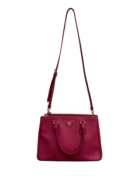 Prada Galleria Saffiano Lux Small Double Zip Tote Bag