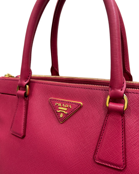 Prada Galleria Saffiano Lux Small Double Zip Tote Bag
