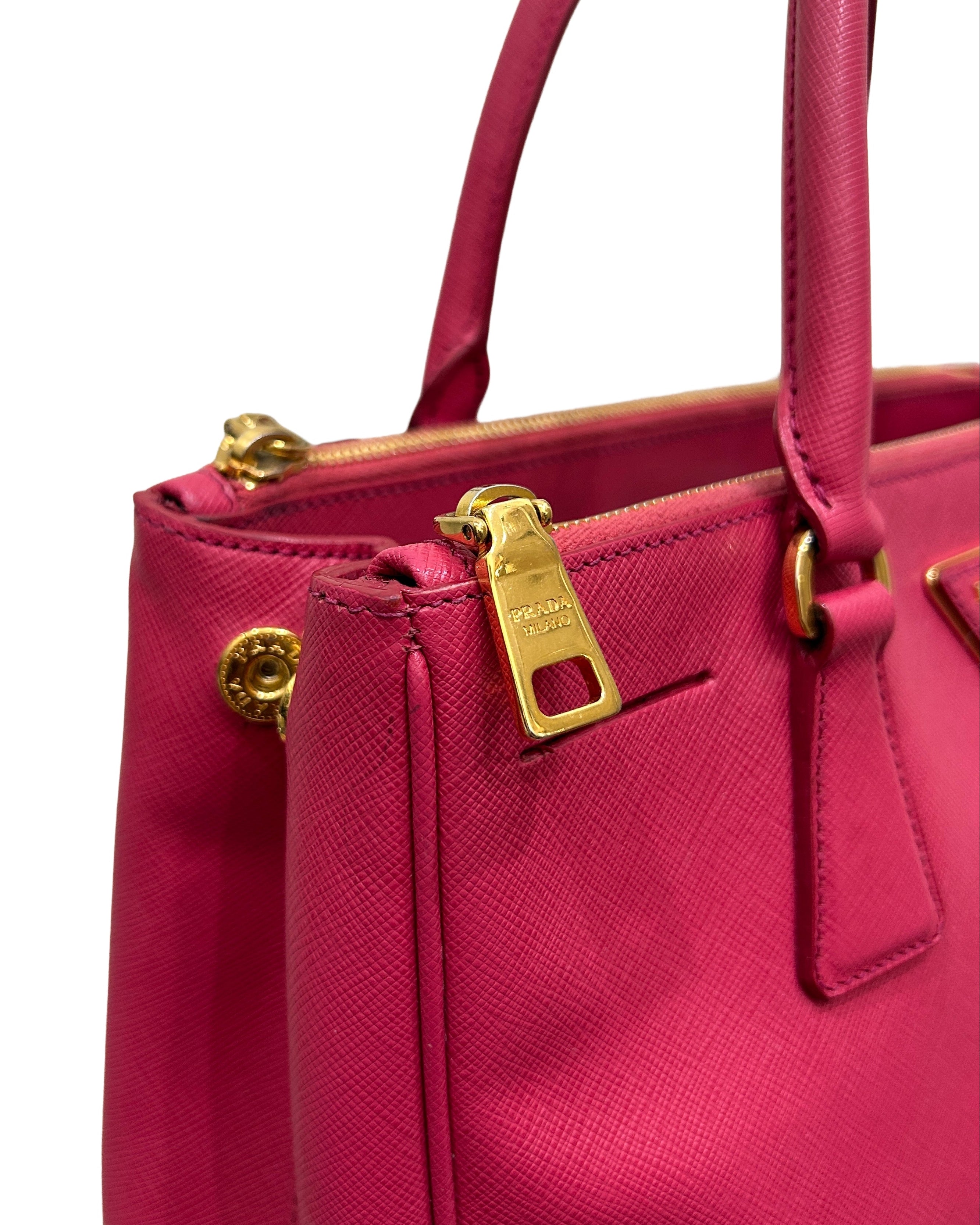 Prada Galleria Saffiano Lux Small Double Zip Tote Bag