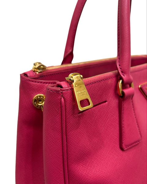 Prada Galleria Saffiano Lux Small Double Zip Tote Bag