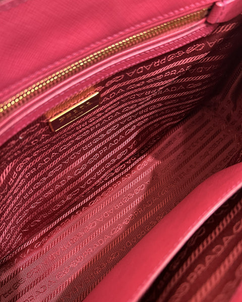 Prada Galleria Saffiano Lux Small Double Zip Tote Bag