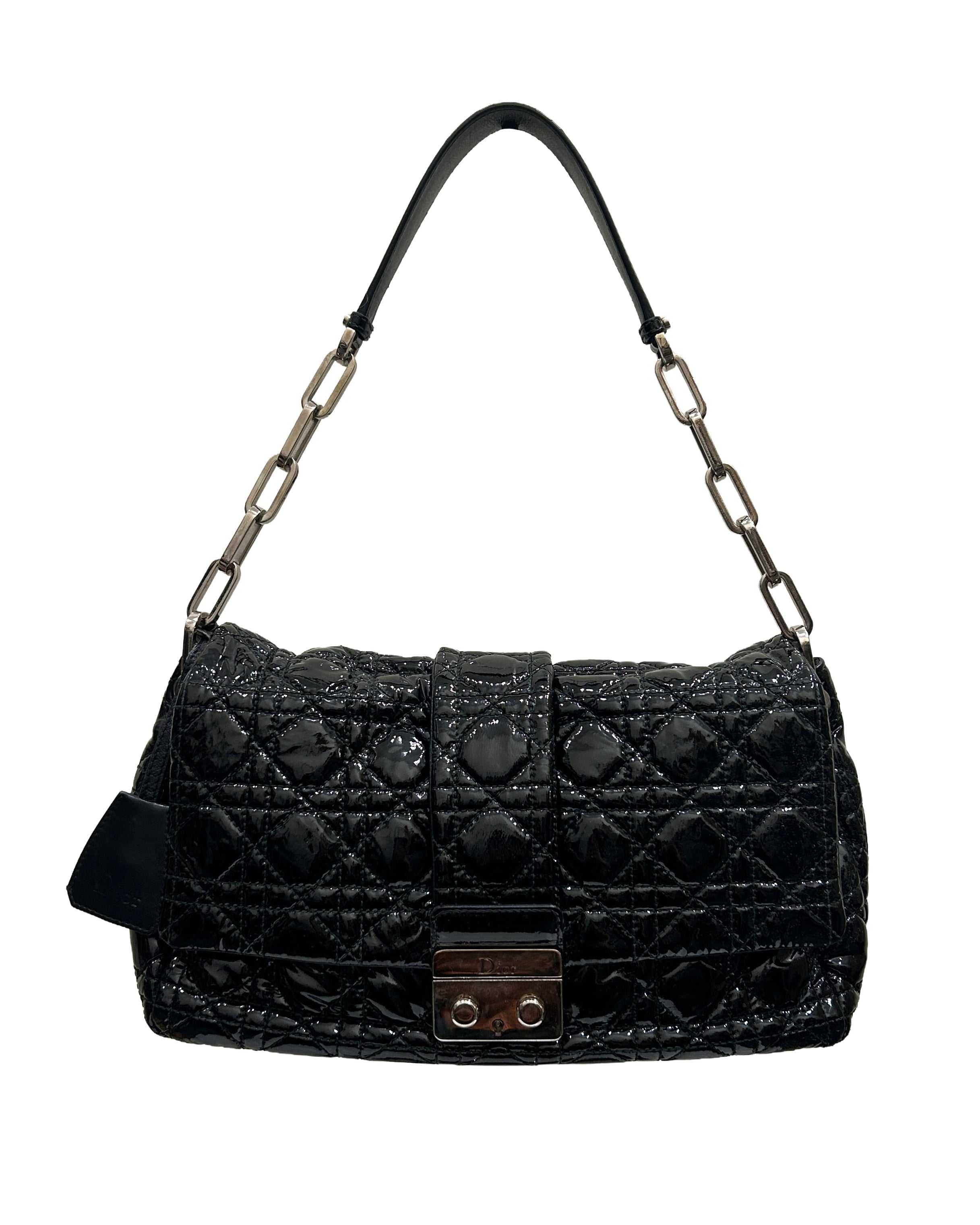 Dior New Lock Cannage Quilted Patent Leather Flap Bag