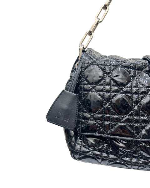 Dior New Lock Cannage Quilted Patent Leather Flap Bag